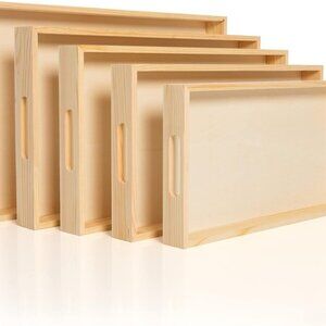 Multicraft Wooden Nested Serving Trays, Set of 5, Unfinished Natural Wood Trays